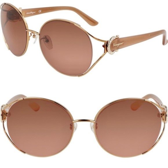 Salvatore Ferragamo oval sunglasses with rhinestones. main image 8